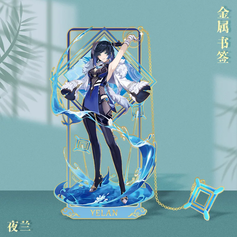 Genshin Impact Game Metal Bookmark, Hollow Cosplay Acessório, Rose Zhongli, Ganyu, Yoyao, Klee, Novo, 2024, Acessório