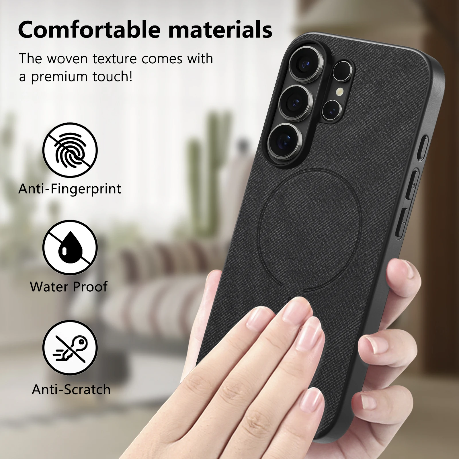 Luxuriöse Kabellose Ladehülle mit Mattleder-Panel für Samsung Galaxy S26 Ultra S25 Edge S24 FE S23 Plus Weicher Rahmenschutz – Detail 6