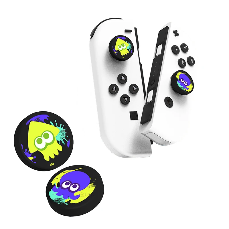 inkfish Octopus Game Silicone Case Joystick Soft Cover For Nintendo Switch Oled NS Lite Console Joy-con Thumb Stick Grip Cap