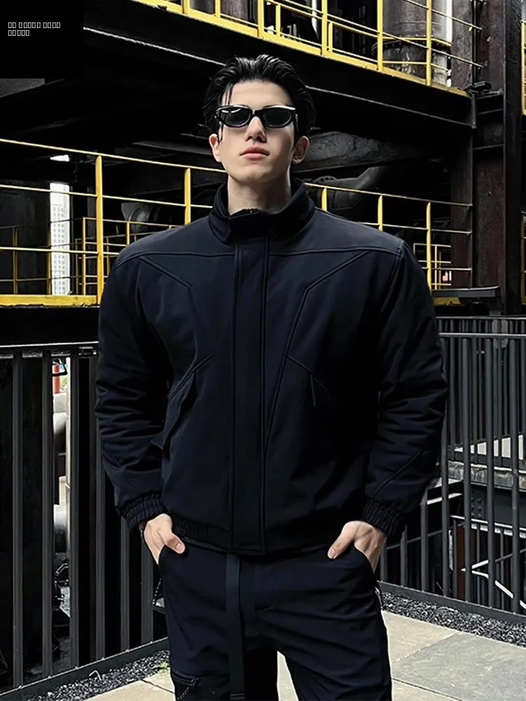 

Мужская зимняя куртка из хлопка в стиле американского солдата, с воротником-стойкой, увеличенной ширины на плечах, для тяжелых условий эксплуатации