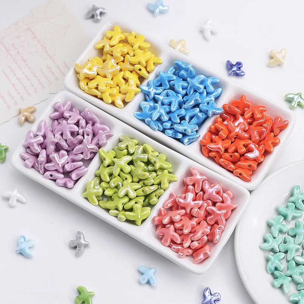 10 Stück 14x17MM Vogelförmige Keramikperlen für DIY Armband Halskette Schmuckherstellung Zubehör Friedens-Tauben-Anhänger Bastelarbeiten