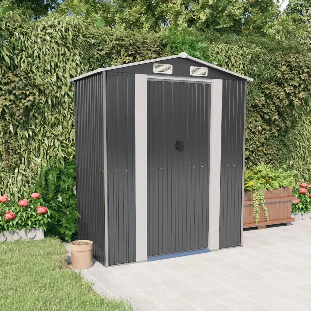 75.6x42.5x87.8 Galvanized Steel Garden Shed - Anthracite Outdoor Storage Solution