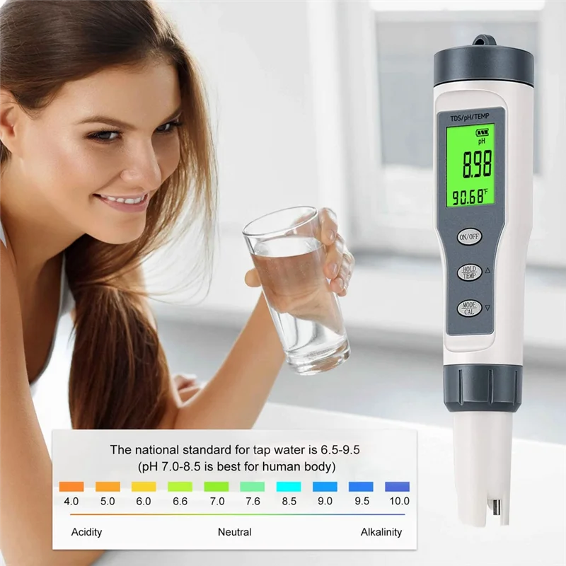 3 in 1 Digital PH Meter for Water, TDS/PH/Temp Meter, Water Tester for Drinking Water, Swimming Pool, Hydroponics