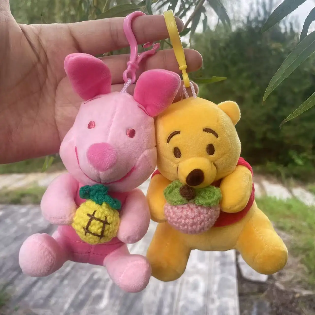 12cm Piglet Tigge Eeyore Winnie Pooh Plush Keychains Small Pendant School Bag Hanging Christmas Birthday Gifts For Kids Toys