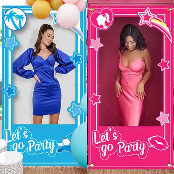 Birthday Party Blue Pink Decoration Photo Booth Props Party For Girls And Boys Birthday Bridal Shower Bachelor Party Supplies