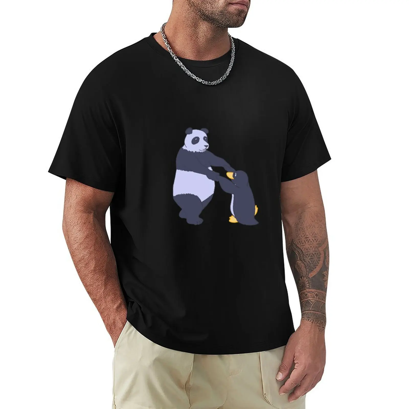 

A Penguin and a Panda Dance T-Shirt Casual Basic Street Style T-Shirt