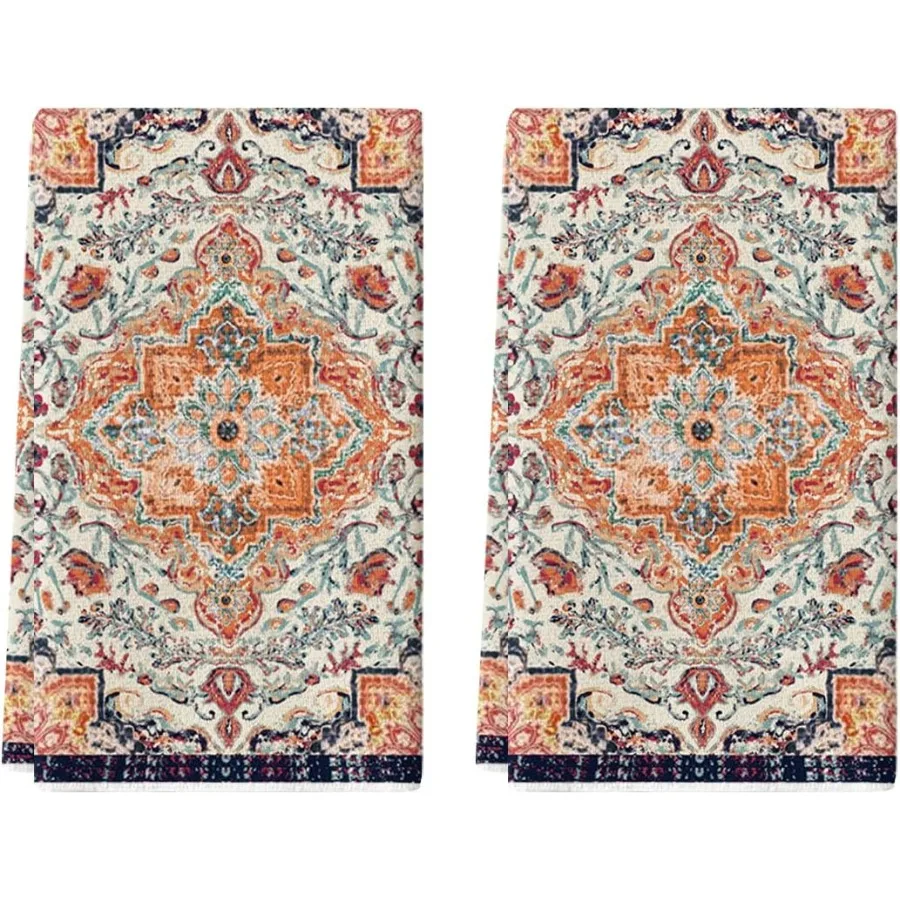 

Кухонные полотенца в богемном стиле с оранжевыми цветами в богемном стиле, кухонные полотенца 18x26 Ih Daily Seasol, набор из 2 шт.