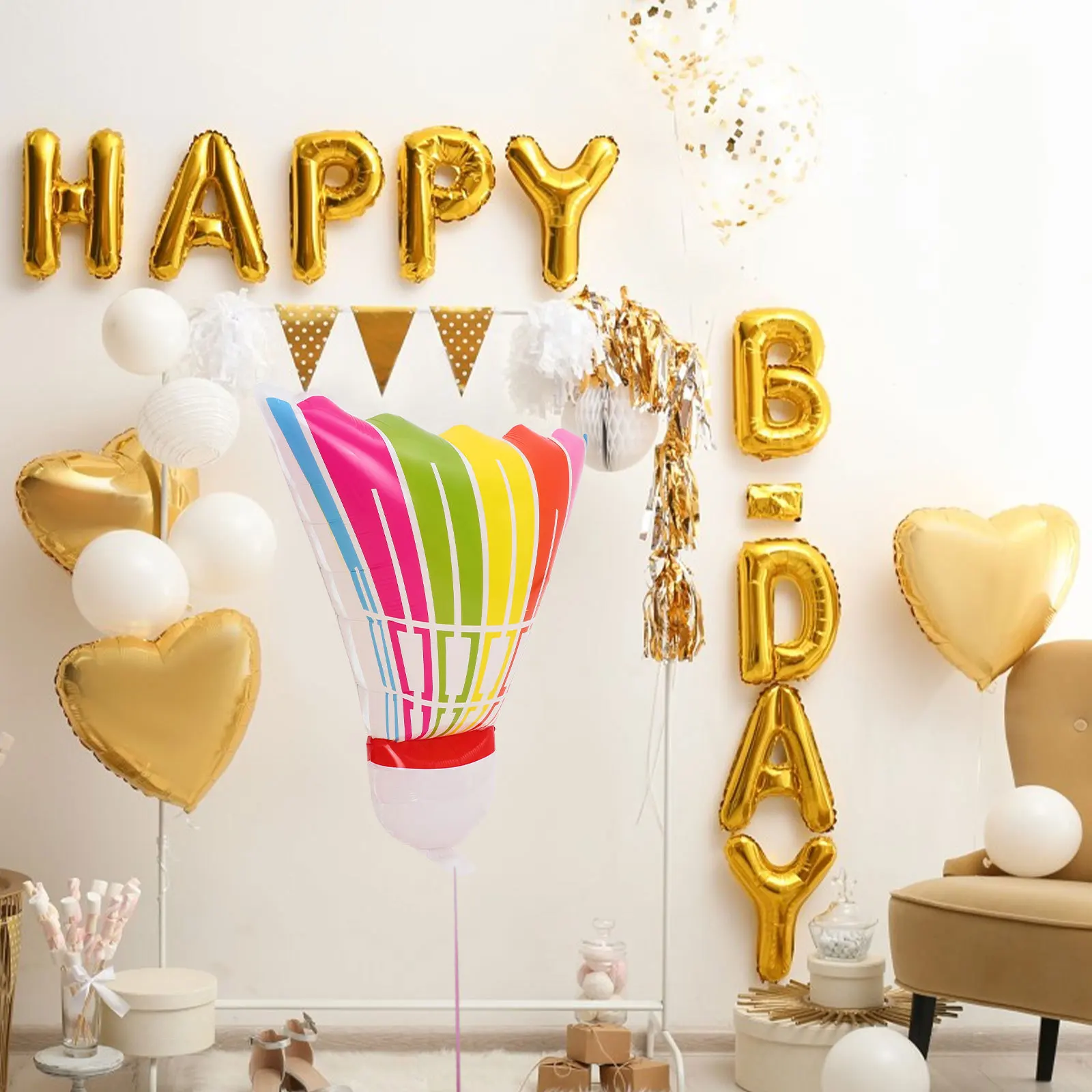 

4Pcs Badminton Inflatable Balloons Chic Party Decoration Supplies for Birthday Sports Gathering Festival Home Decor Ideas