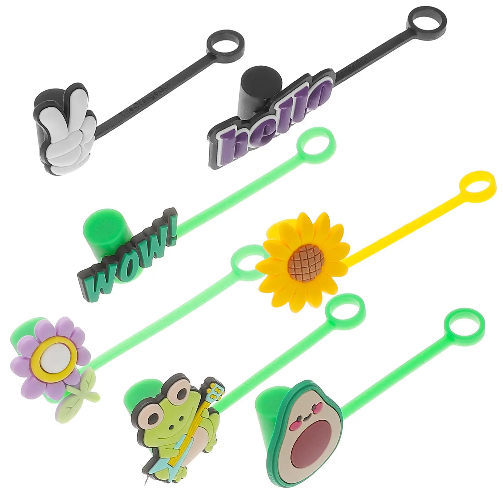 

7 Pcs Silicone Straw Covers Reusable Safe Practical Cute Design Effectively Straw Tips Cover For Family