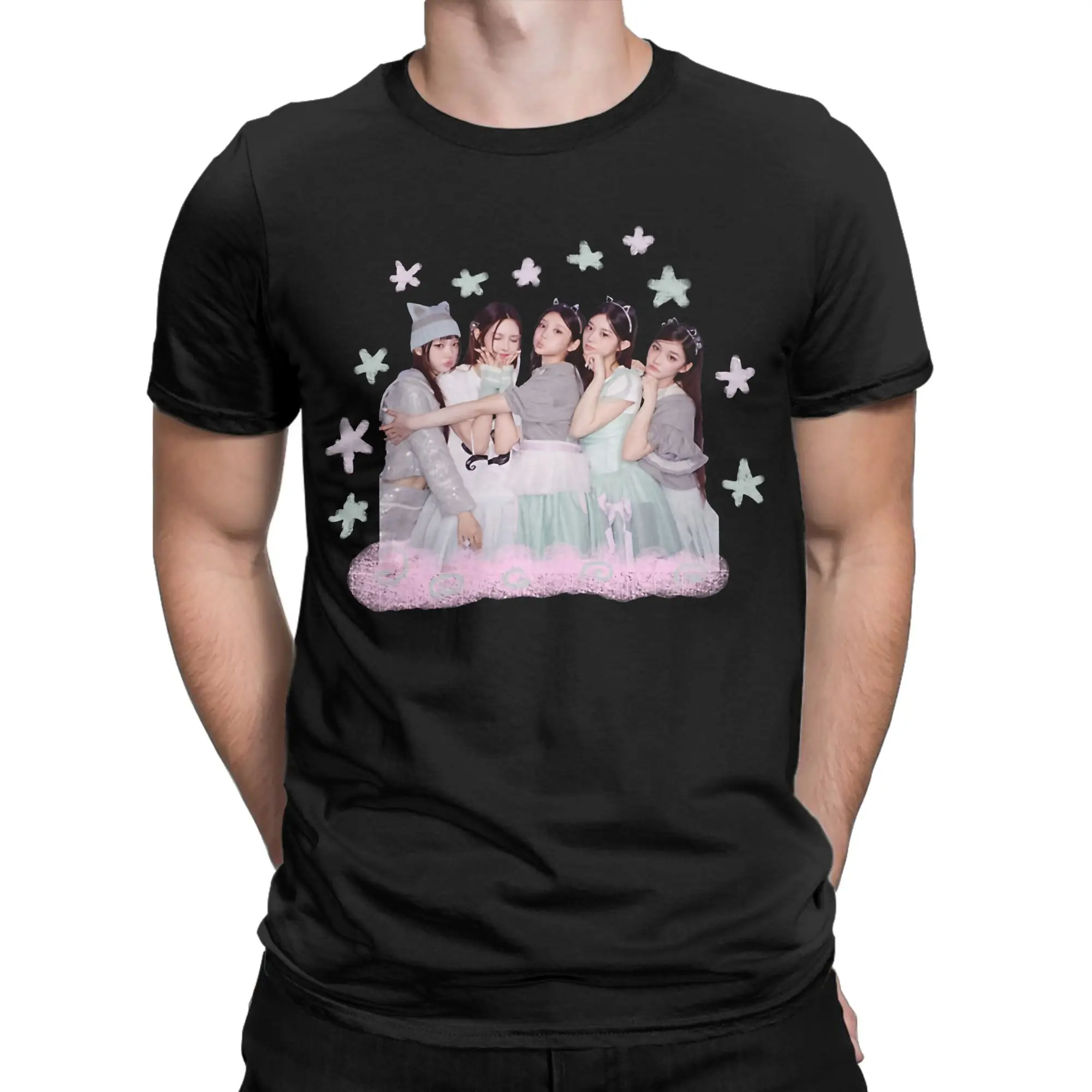 Novelty ILLIT South Korea Girls' Group T-Shirt for Men Round Collar Pure Cotton T Shirts  Short Sleeve Tee Shirt Graphic Clothes