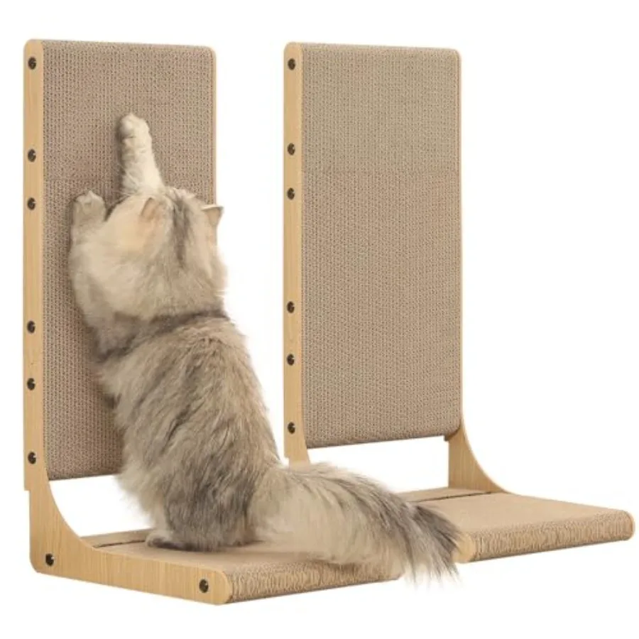 

2-Pack Cat Scratching Board 25.6'' Tall Cardboard L Shape Vertical Cat Scratchers for Indoor Cats Cat Scratching Post for Wall