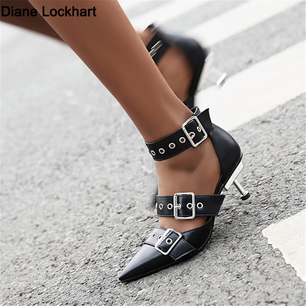 2024 Spring New Women Gladiator Pump Thin High Heels Pointed Toe Ankle Strap Buckle Party Ladies Sandals Shoes Zapatos Mujer