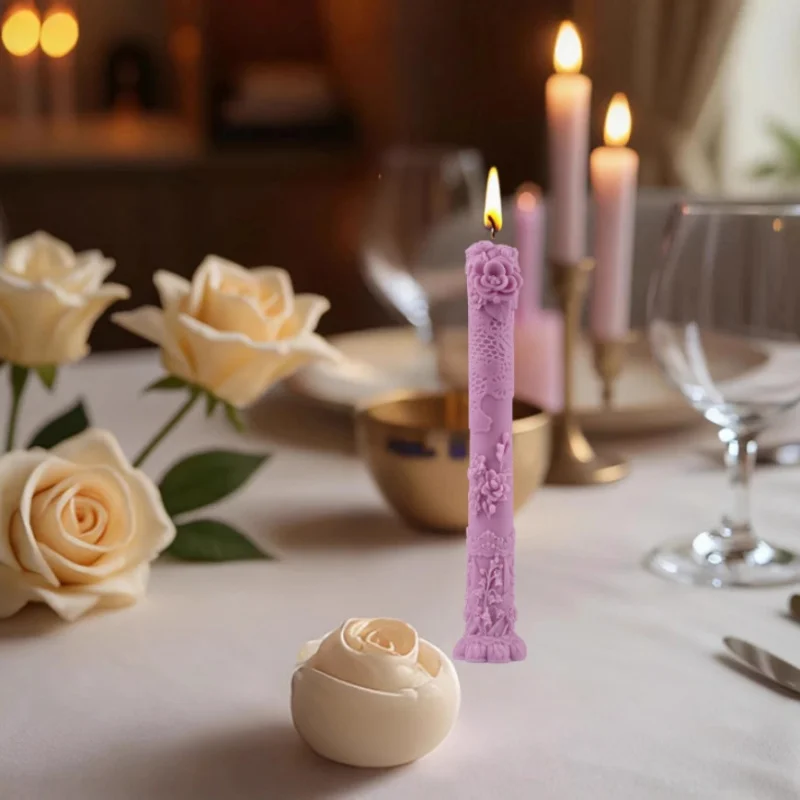 

Elegant Tapered Candle Mold, DIY Classic Carved Candle Holder, Vintage Home Decor Sculpture