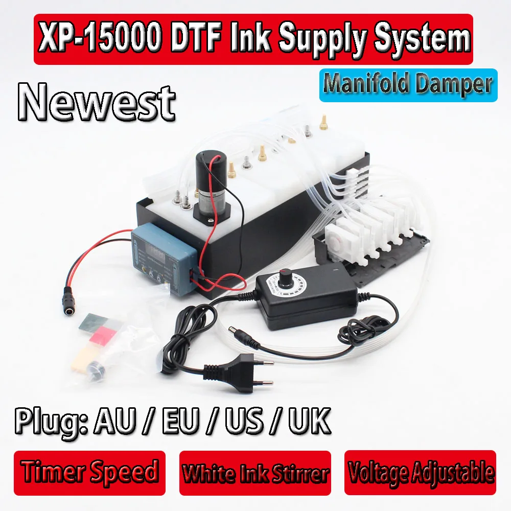 XP15000 Printhead Manifold DTF Ink System With Damper White Ink Tank Shake Mixer XP-15000 CISS Timer Control XP 15000 Convert