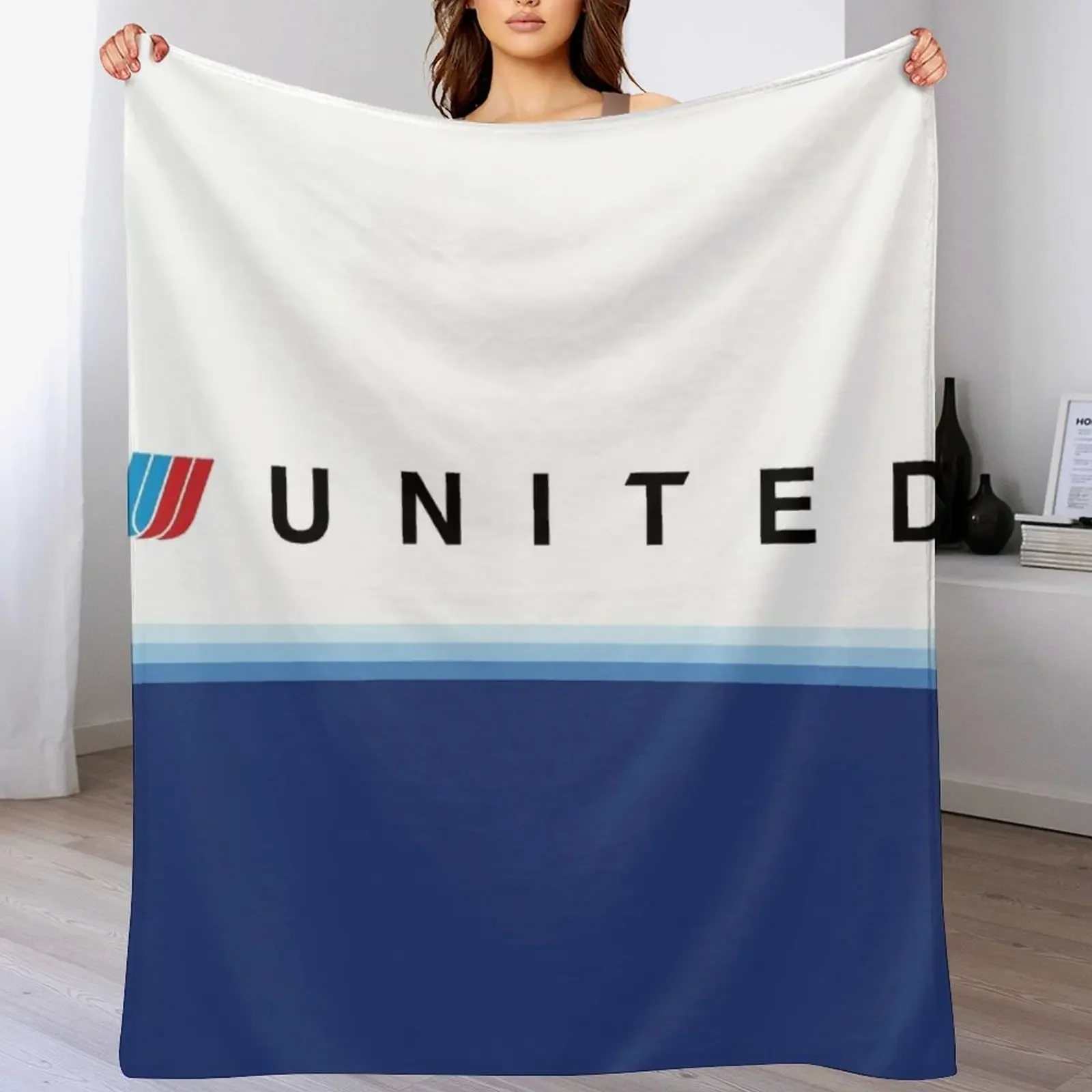 

United Airlines Blue Tulip Livery Throw Blanket Travel bed plaid Retros Blankets