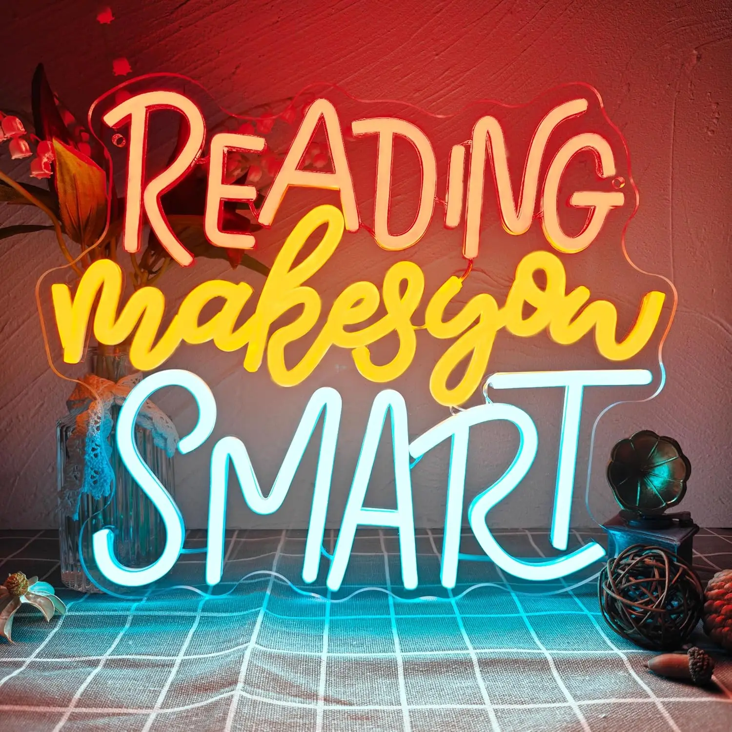 

Reading Makes You Smart LED Neon Sign Dimmable Neon Lights for Bedroom Man Cave Bookstore Library Study Room Wall Decor Gifts