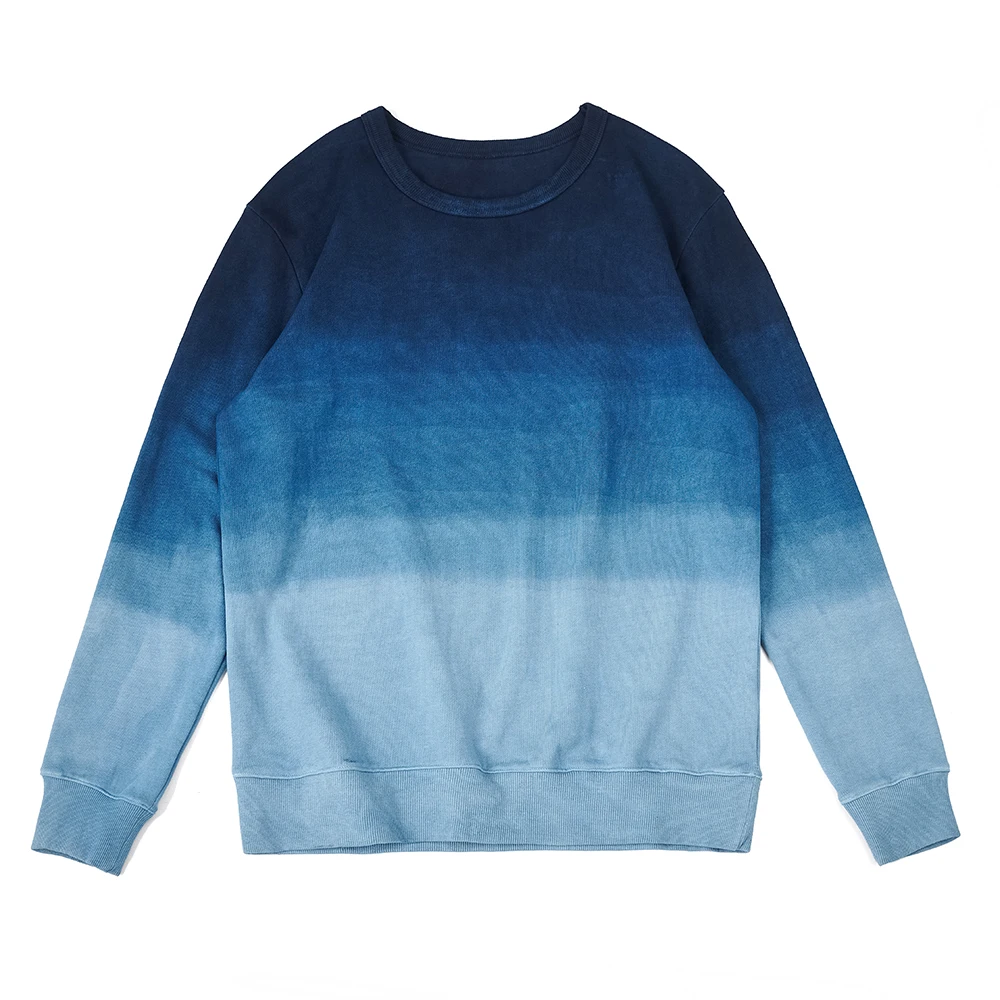 Vintage Gradient Sweatshirt Männer Frühling Herbst neue gekämmte Baumwolle Indigo Sweatshirt Hoodie ohne Kapuze japanische Pullover Tops