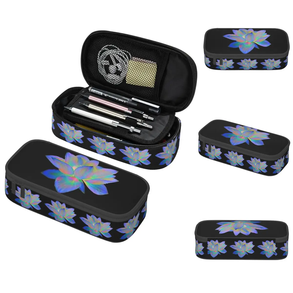 

Однофутлярное пенал-пюпитр с флуоресцентным синим лотосом для школьников, сумка для ручек, канцелярские принадлежности, пенал-органайзер