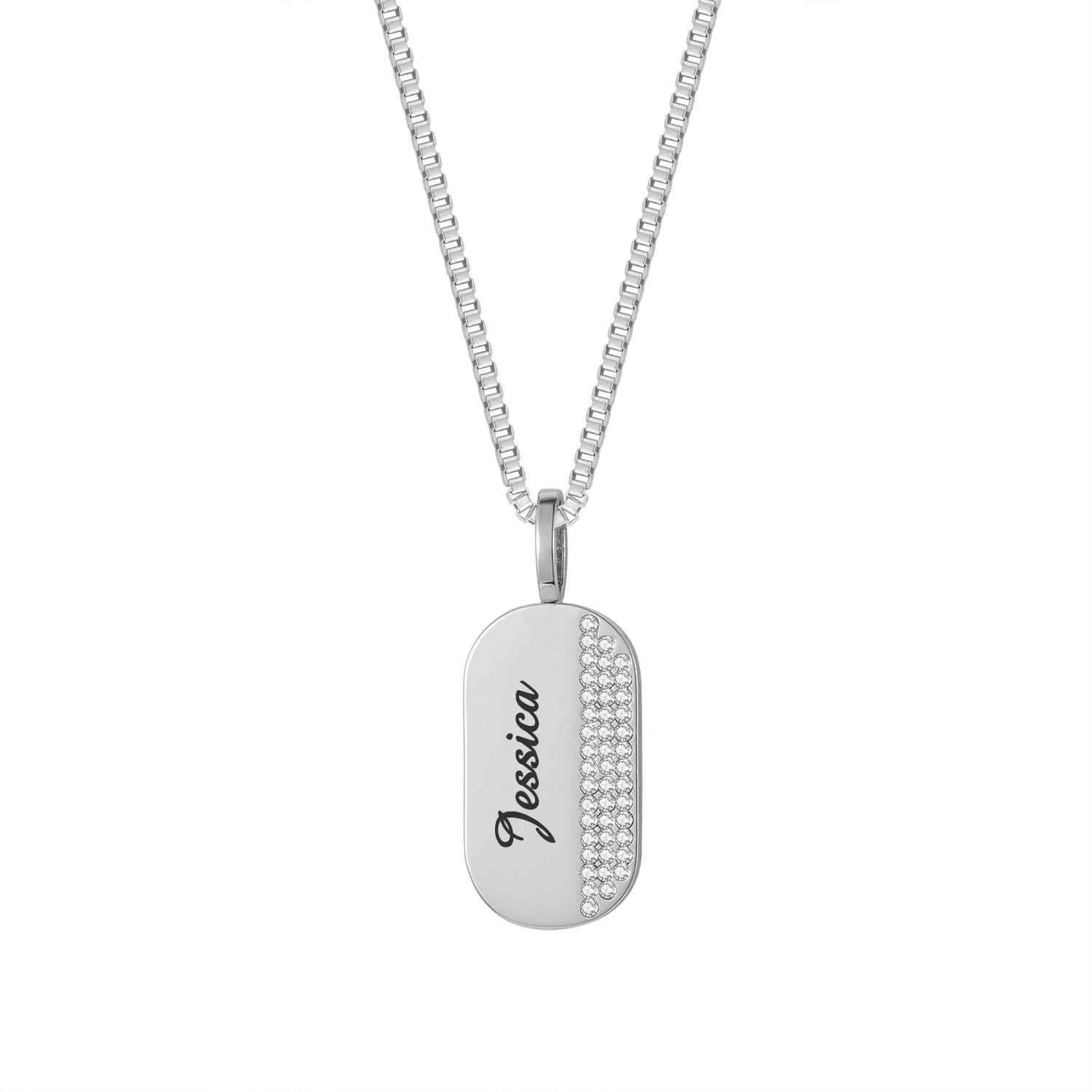 

Custom Name Pendant Laser Engraved Name Necklace Box Chain Mother's Day Gifts for Mom 18K Gold Plated Stainless Steel Necklace