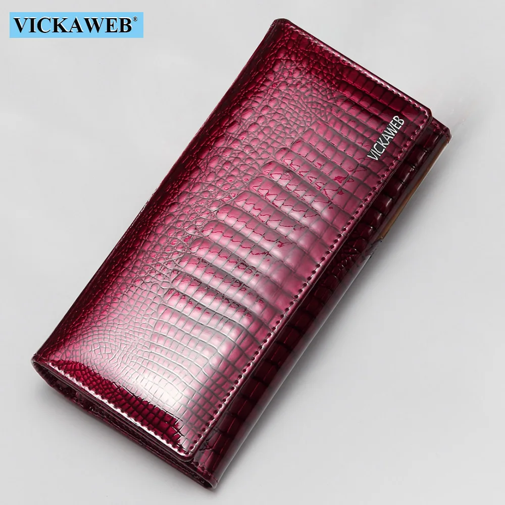 

New Women Magnetic Hasp Wallet Genuine Leather Coin Purse Ladies Long Fashion Female Card Hold Money Bag AE501-1