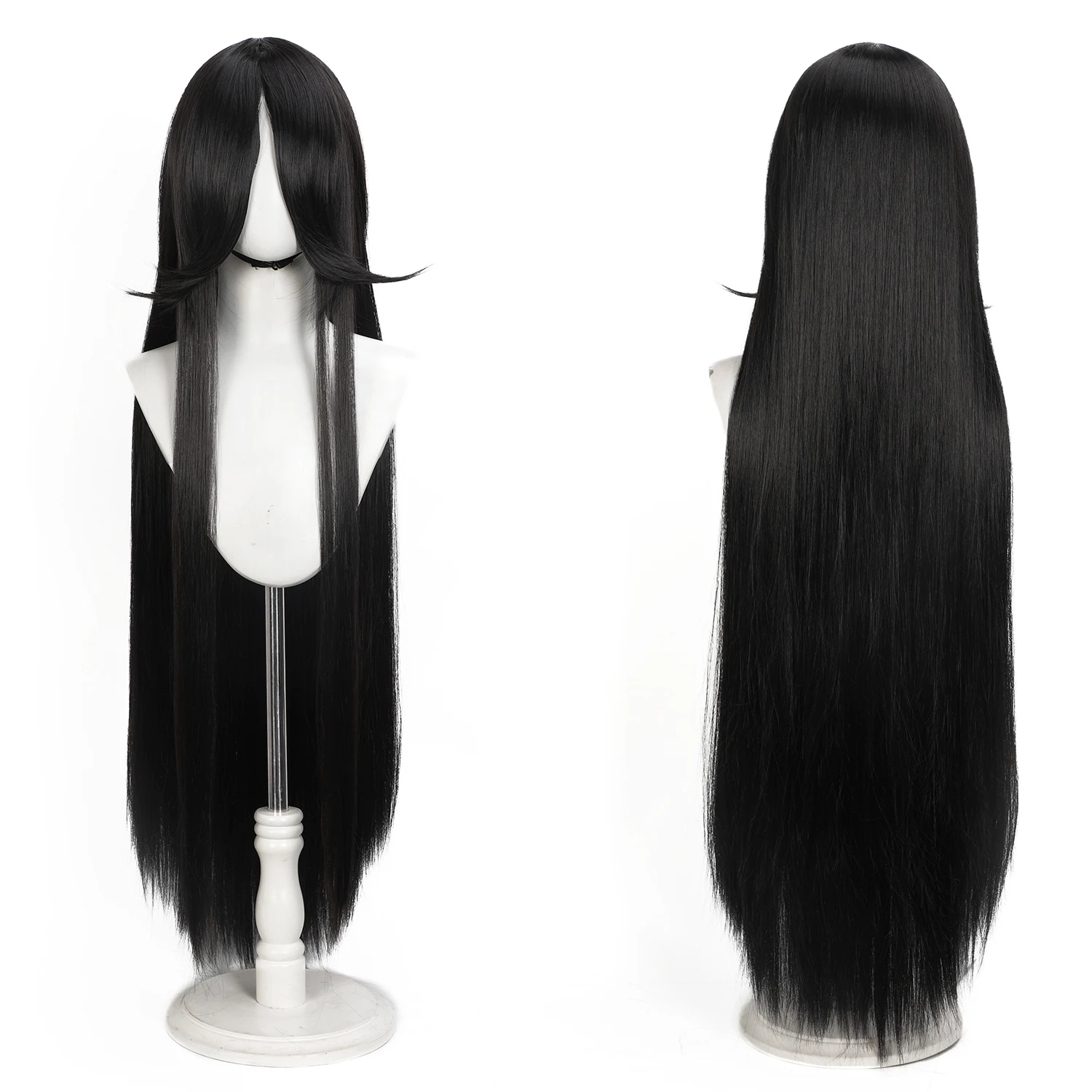 100CM Synthetic Long Straight Cosplay Wig With Bangs Woman Anime Ombre Wig Pink Green Gold Heat Resistant Wig