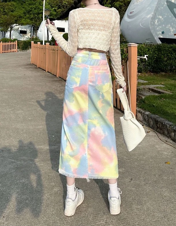 Spring and summer new spicy girl A-line short pleated split style mid length skirt 2025 new women's clothing