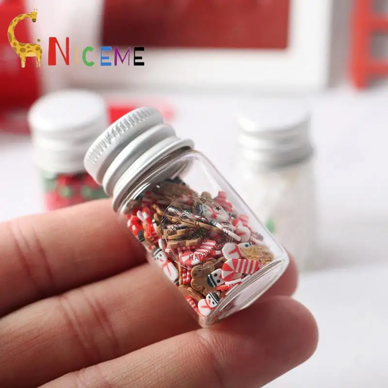 1:12 1:6 Dollhouse Miniature Christmas Decoration Christmas Snowball Biscuit Candy Jar Dolls House Accessories Kids Toys Gift