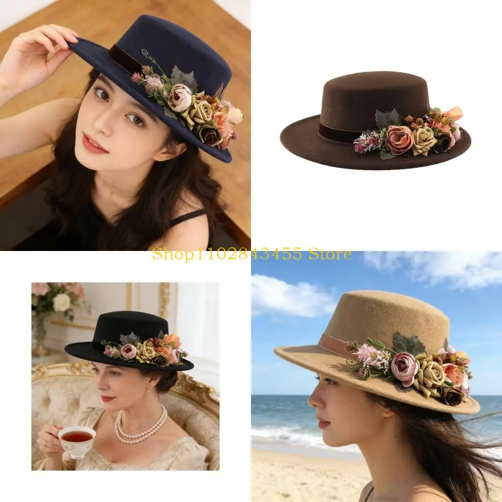 

49MC Элегантная женская шляпа-клош с цветочным принтом идеально подходит для церковных свадеб и повседневных мероприятий