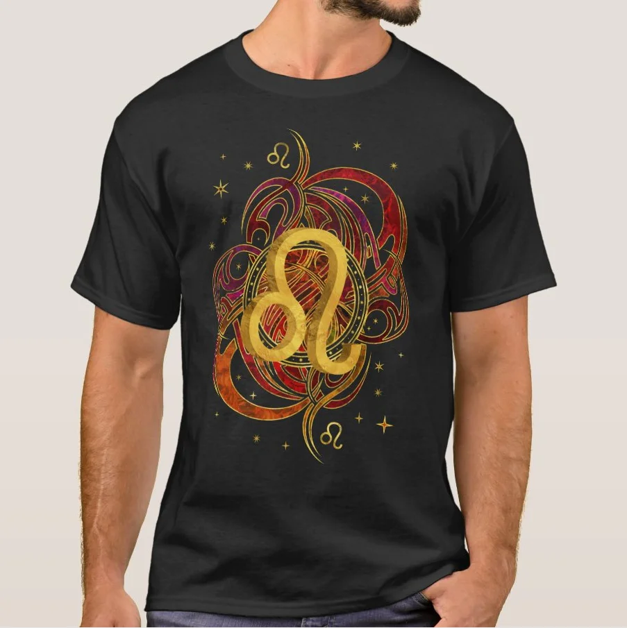 Cool Fashion Leo Zodiac Sign Fire Element Mens T-Shirt. Summer Cotton Short Sleeve O-Neck Unisex T Shirt New S-3XL