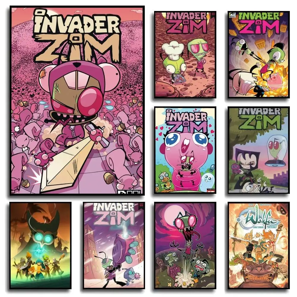 I-InvaderS Cartoon Z-ZimS Poster Paper Print Art Painting Decoration Posters Living Room Quality Canvas Vintage Style Painting