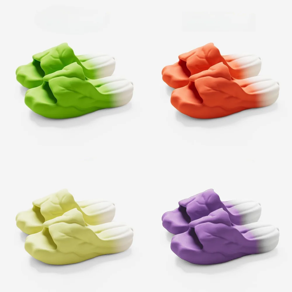 靴クリエイティブシミュレーションキャベツスリッパ面白い厚底EVA野菜スリッパ滑り止め3D赤キャベツスライド寝室用