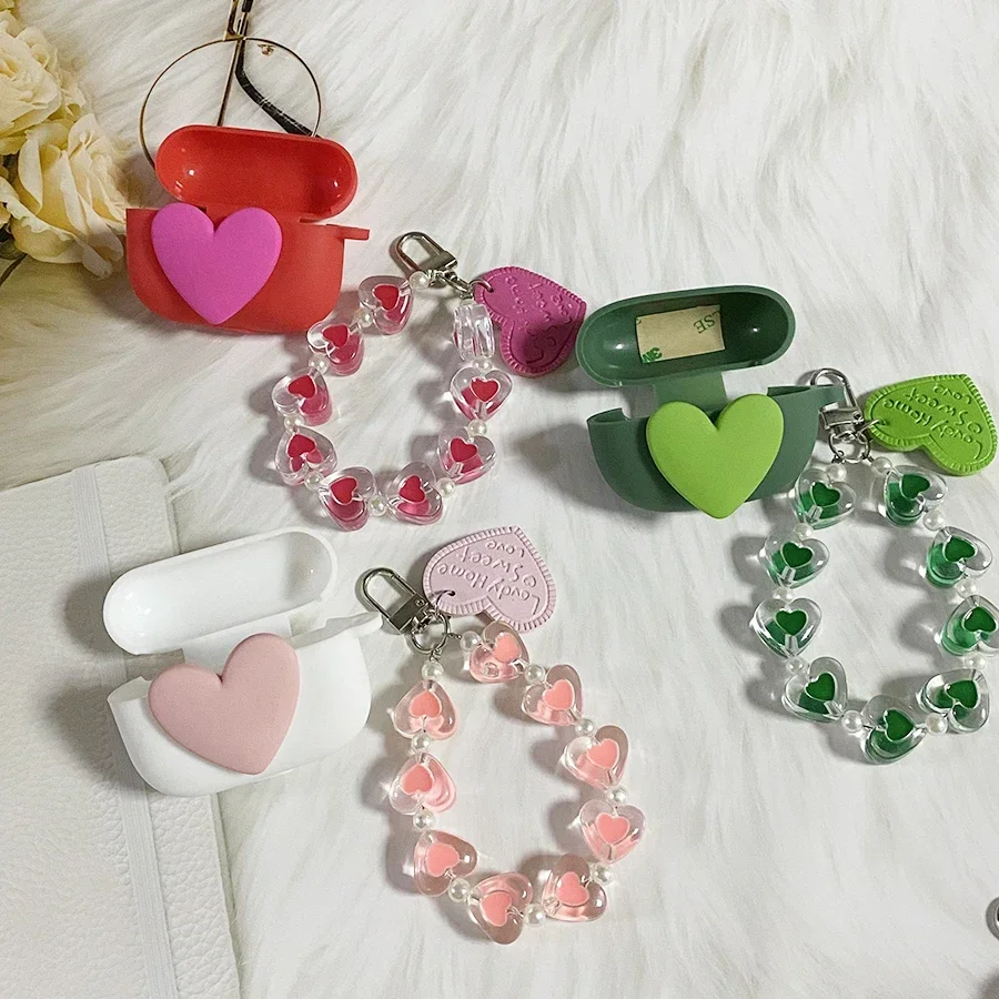 For Sony WF-C510 Case fashion love heart Pendant &Earphone Silicone Cover for SONY WF-C510 Cover