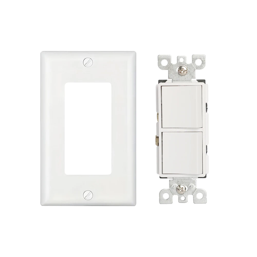 US standard double switch, large size, with PVC white panel, wall panel light switch socket cover