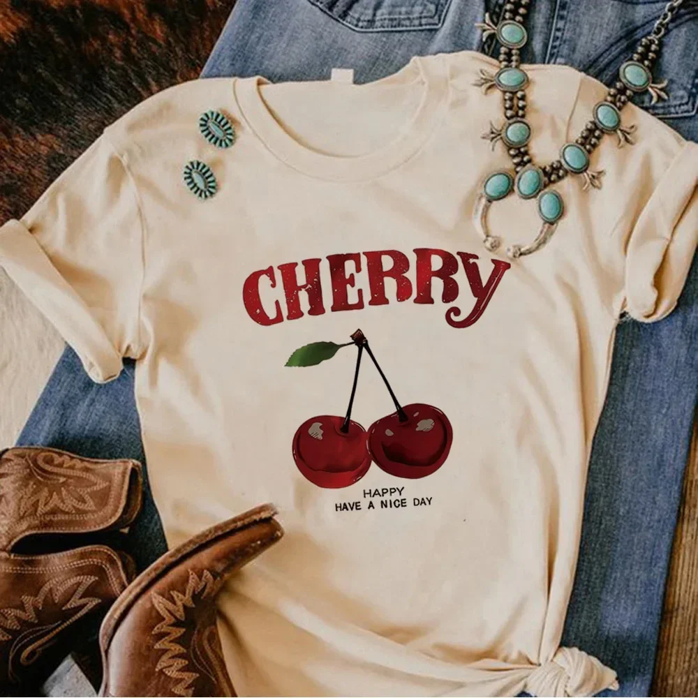 

Culture Shirt Harajuku Punk Vintage Hip Hop Cherry Female Graphic University Digital Pop Summer Sleeved Harajuku Streetwear