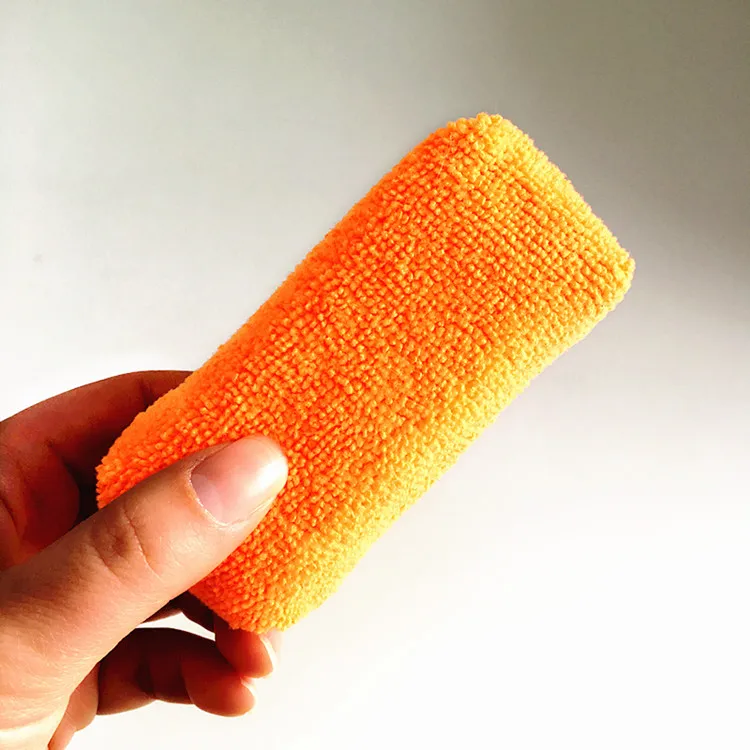 

Stock Available 450pcs Packing Small Size Orange Wax Applicator Pad Microfiber Sponge Foam Block for Car Detailing Supply