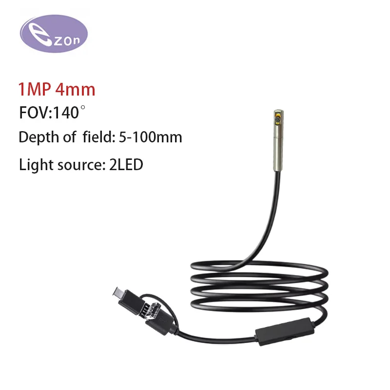 1MP 4mm Side View Industrial Endoscope Lens Endoscope IP67 Waterproof Semi-Rigid Cable pipe inspection camera
