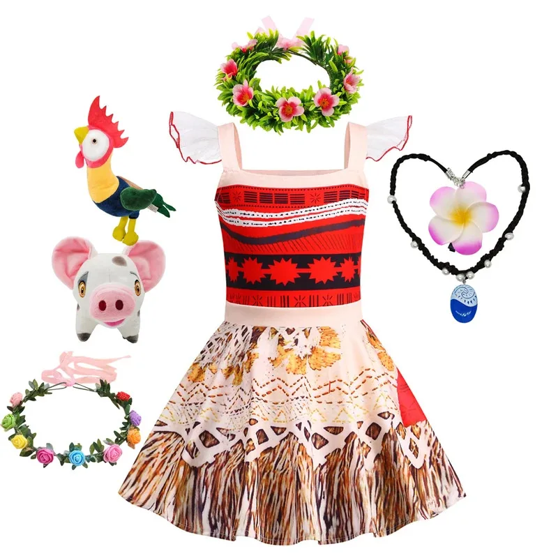 

lHalloween Cosplayl Little Girls Moana Cosplay Princess Costumes Dress Toddler Dresses Kid Clothes Carnival Party Ballet Dance C