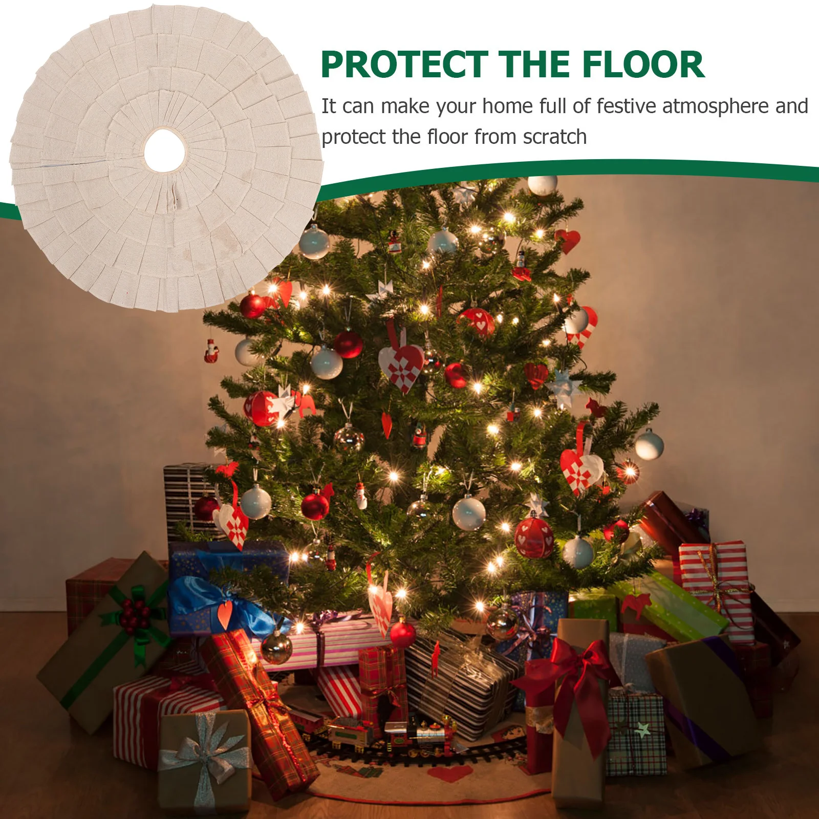 

Ruffled Christmas Skirt Round Xmas Tree Skirt Decorative Xmas Tree Carpet nament Vintage Home Office Accessories