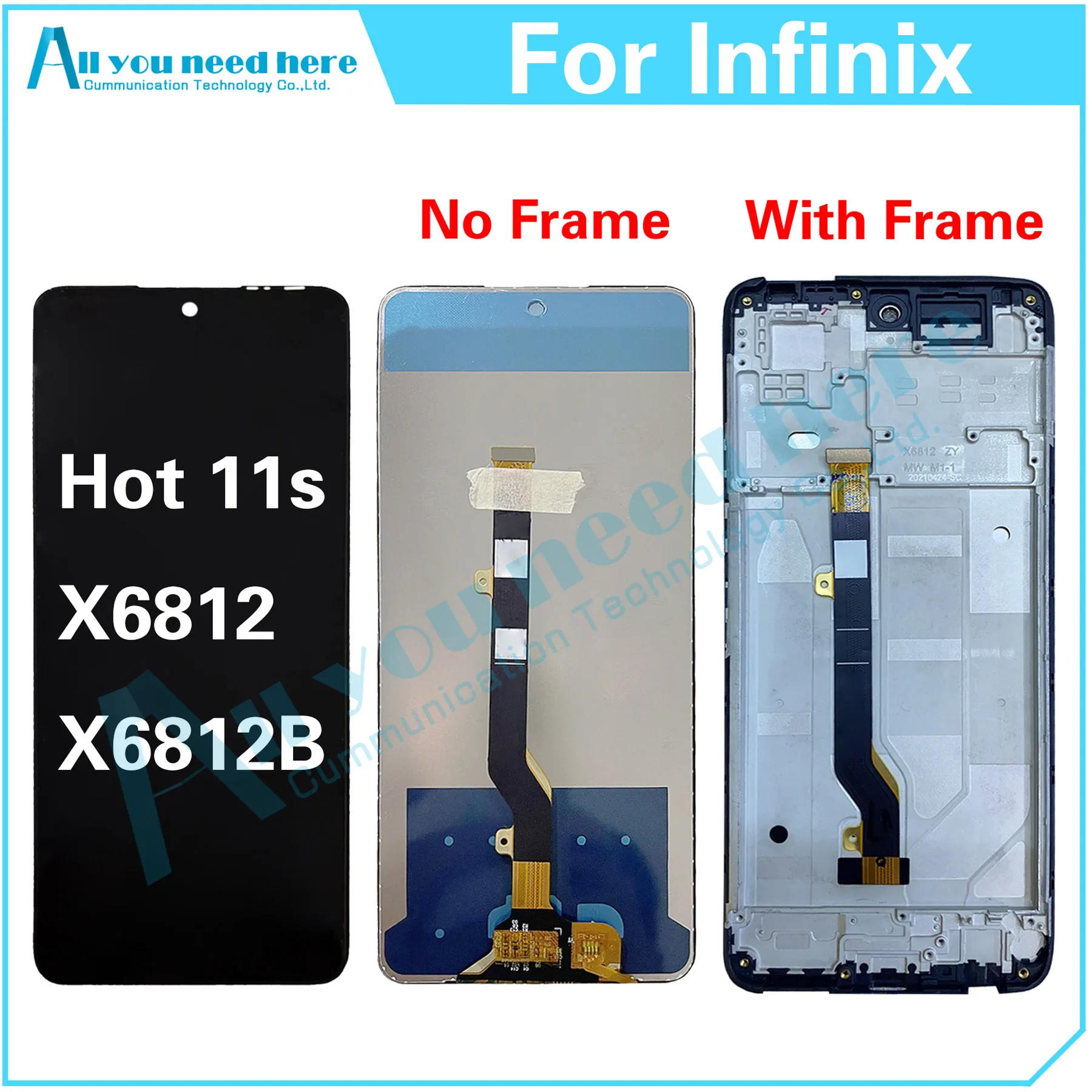 

100% Test For Infinix Hot 11s X6812 X6812B LCD Display Touch Screen Digitizer Assembly Repair Parts Replacement