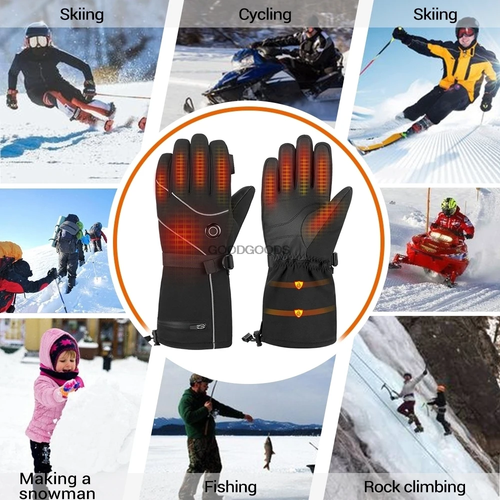 Beheizte Handschuhe Winter Motorrad Skifahren Handschuhe Männer Frauen Akku Elektrisch Beheizte Handwärmer Wasserdicht Touchscreen