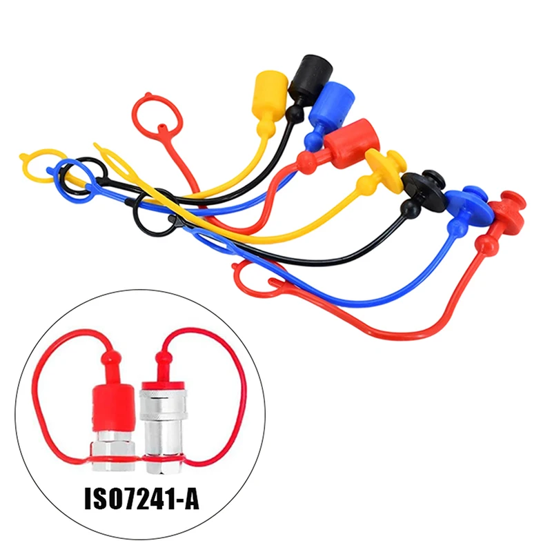 1/5Pairs 1/2 ISO-A Hydraulic Quick Coupler Male Dust Cap & Female Plug Cover Fits Hydraulic Quick Disconnects Coupler【Homeclub】