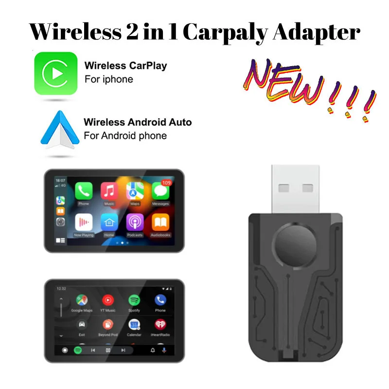 

Mini Carplay&Auto AI Box Wired To Wireless For Audi Toyota Mazda Nissan Chevrolet Suzuki Subaru Kia Ford Opel Skoda Hyundai