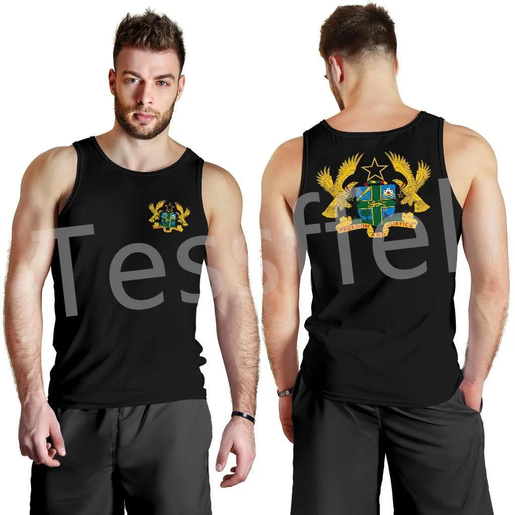 Tessffel Black History Africa County Ghana Kente Tribe Tattoo 3DPrint Men/Women Summer Harajuku Vest Casual Sleeveless TankTop 1