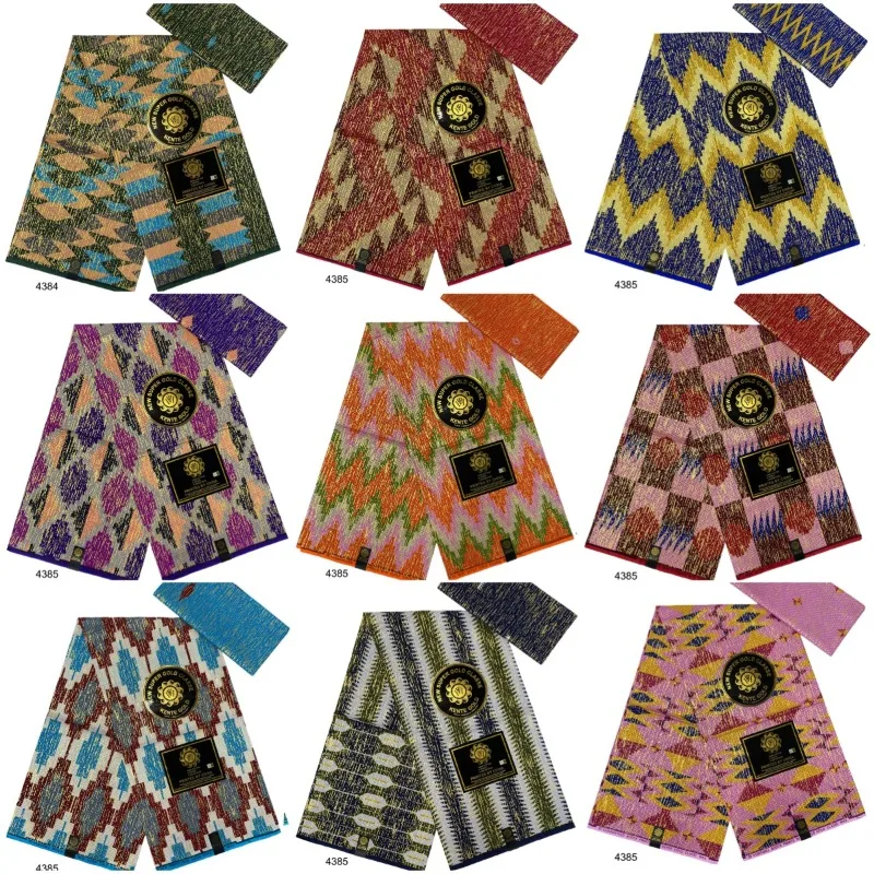 

2024 Nieuwste Ontwerp 6 Yards/lot Afrikaanse Stof Goud Poeder Ankara 100% Katoen Stof Voor Naaien Wax Print Stof