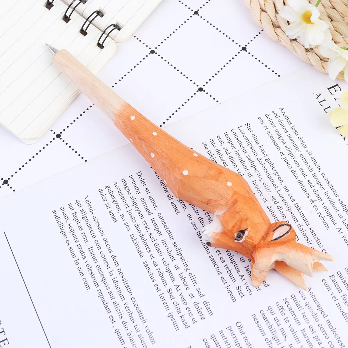 

Cartoon Sika Deer Shaped Carving Pen Handmade Pen Creative School Stationery Gift for Christmas Birthday