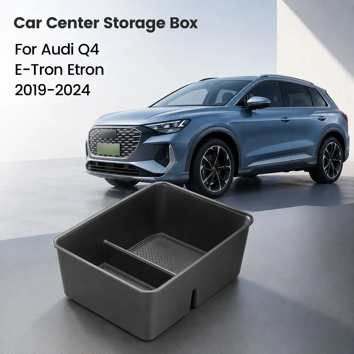 For Audi Q4 E-Tron Etron 2019-2024 Central Container Tray Armrest Box Door Storage Box Internal Manager Car Accessories