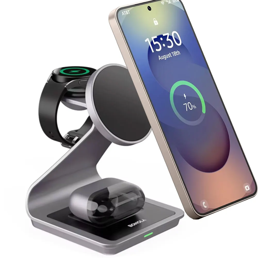 Travel Magnetic 3 in 1 Wireless Charger For Samsung S26 S25 S24 S23 Glaxy Watch 8/7/6/5/4/3 Ultra Buds Pro Fast Charging Stand