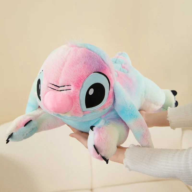 New Disney Colorful Tie Dyeing Stitch peluche Party Style Stitch Cartoon Pillow Gift Cute Plush Doll for Children Birthday Gift