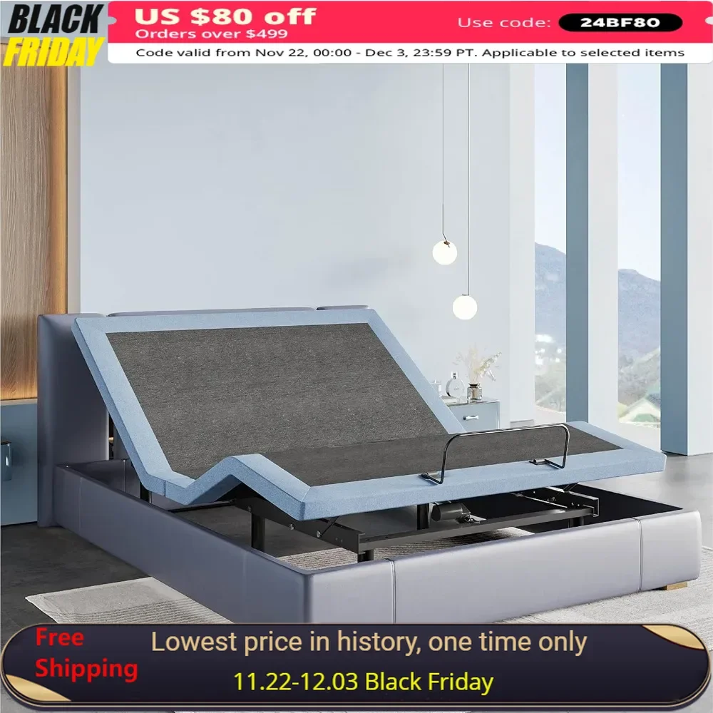 Twin XL Adjustable Bed Frame with Wireless Remote, Independent Head & Foot Incline, Easy Assembly, Modern Metal Bed Base