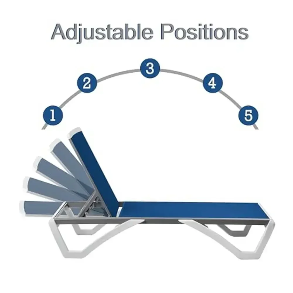 Открытый регулируемый шезлонг с откидной спинкой, алюминиевые ножки, расслабляющий набор для отдыха на пляже, у бассейна, патио, легко чистится